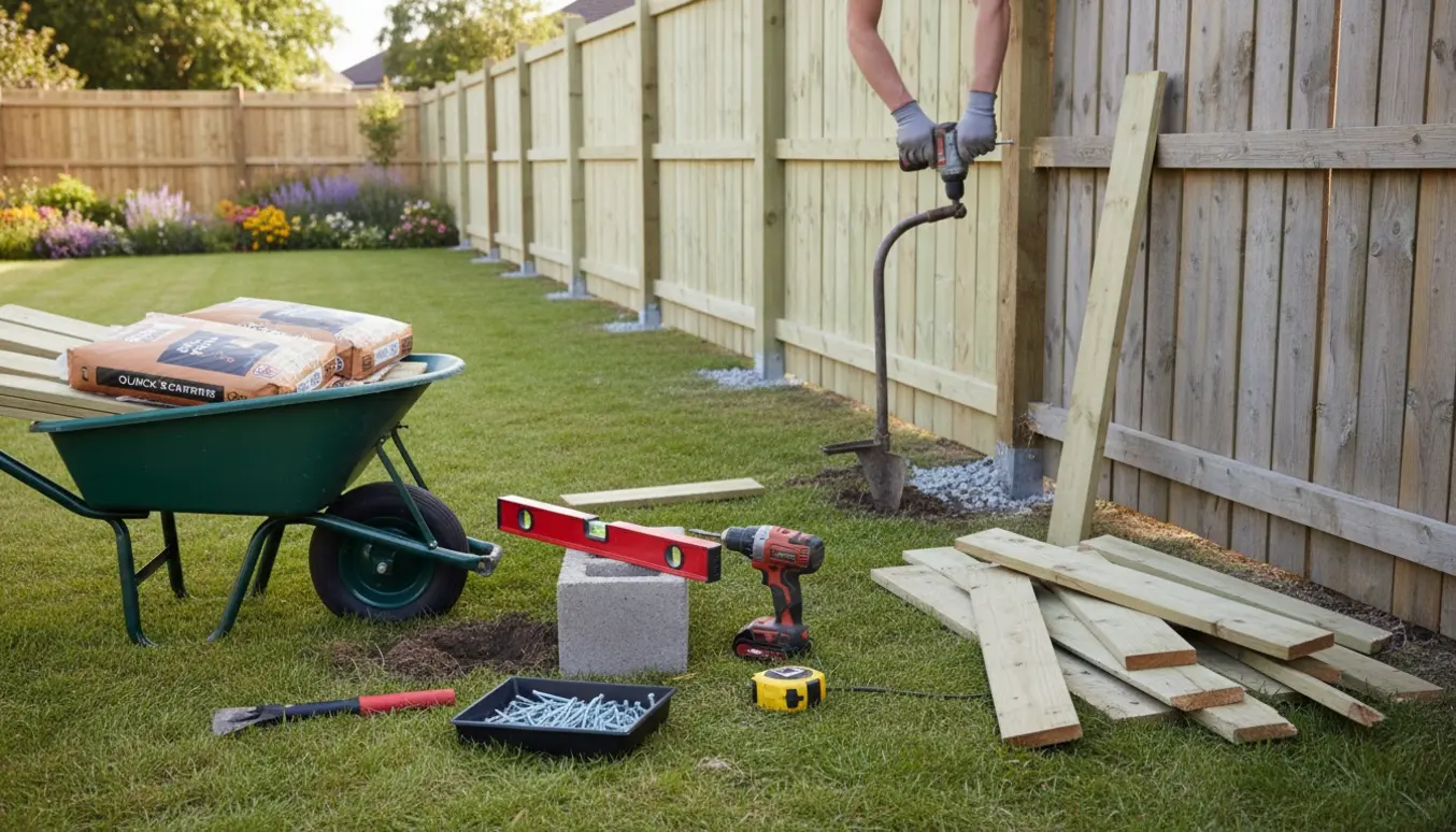 To hegn i en baghave, det ene nyopsat og det andet delvist afmonteret med værktøj i forgrunden.