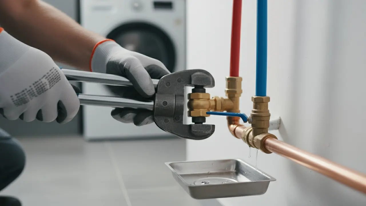 VVS'er forbinder rør med pressværktøj og fittings