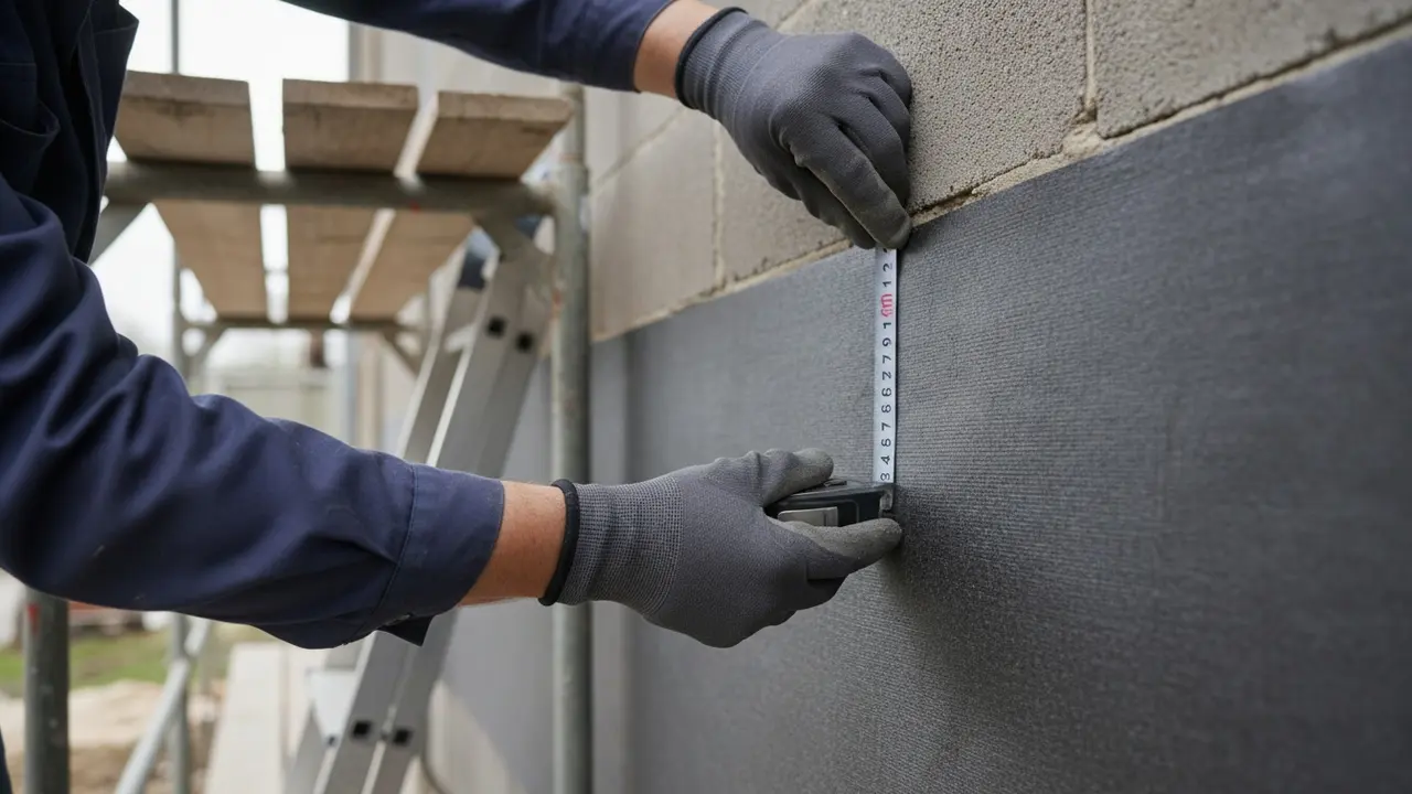 Nærbillede af montering af vandtæt membran med tydelig overlappende kant