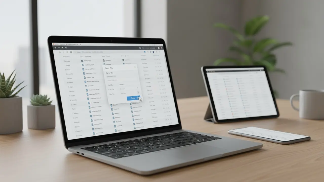 Bærbar og tablet der viser cloud-drev og delingsfunktion på tværs af enheder