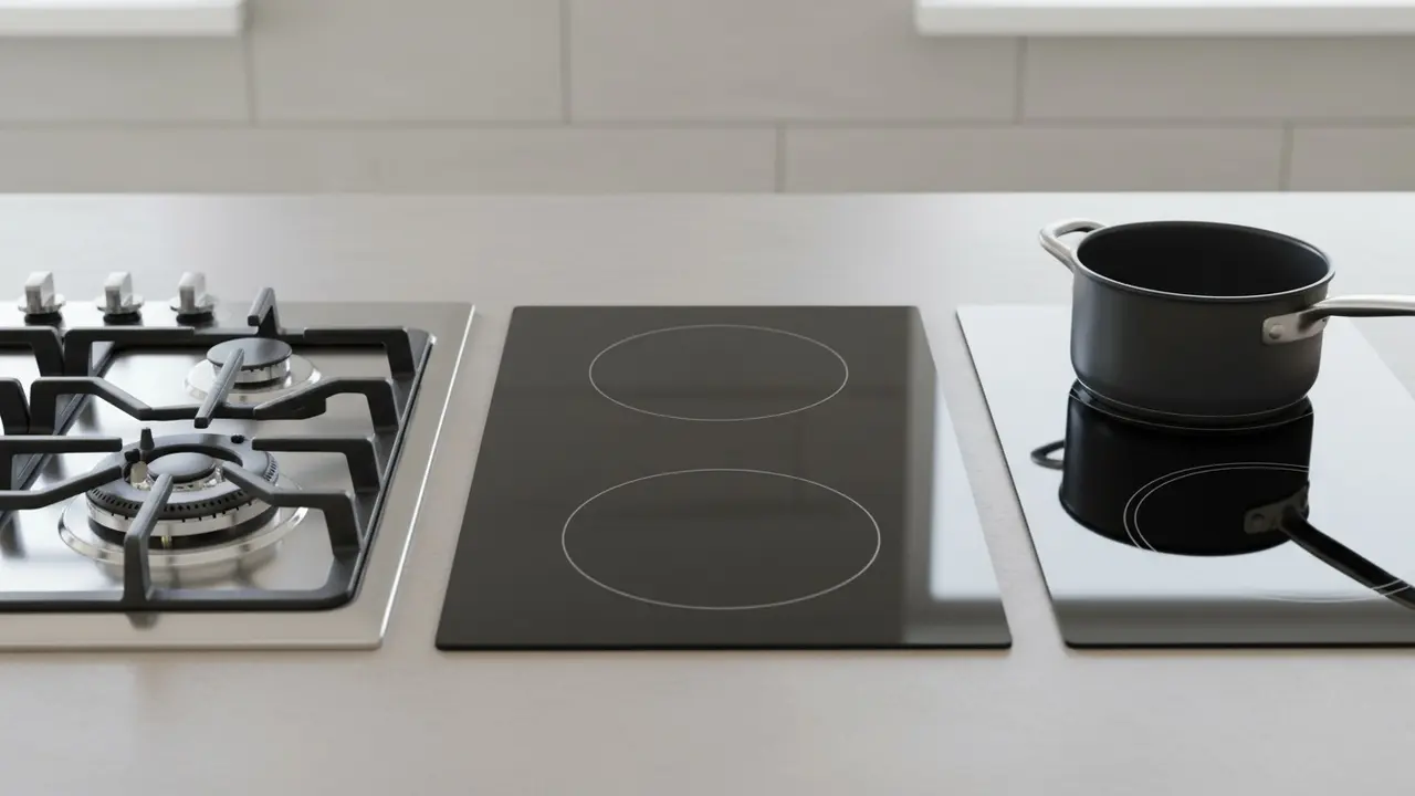 Sammenligning af gas-, keramisk- og induktionskogeplader side om side