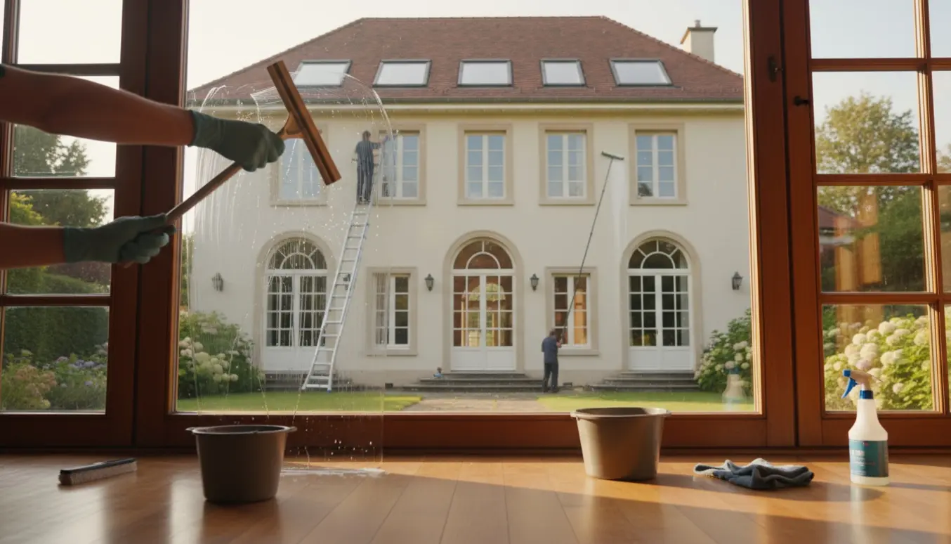 Soloplyst tre-etagers villa med vinduespudsning både indefra og udefra.