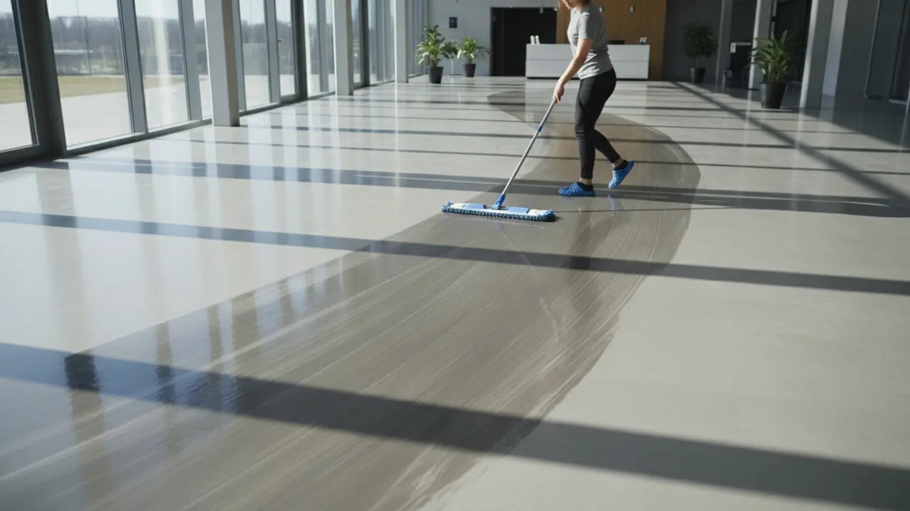 Rengøring med lange, overlappende moppebaner for effektiv arbejdsbane