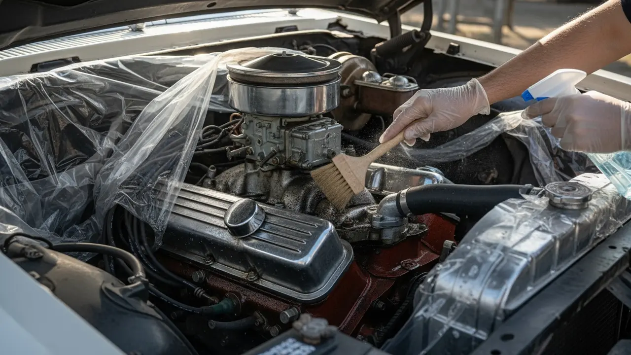 Rensning af motor: blød børste og motorrens, elektriske komponenter beskyttet