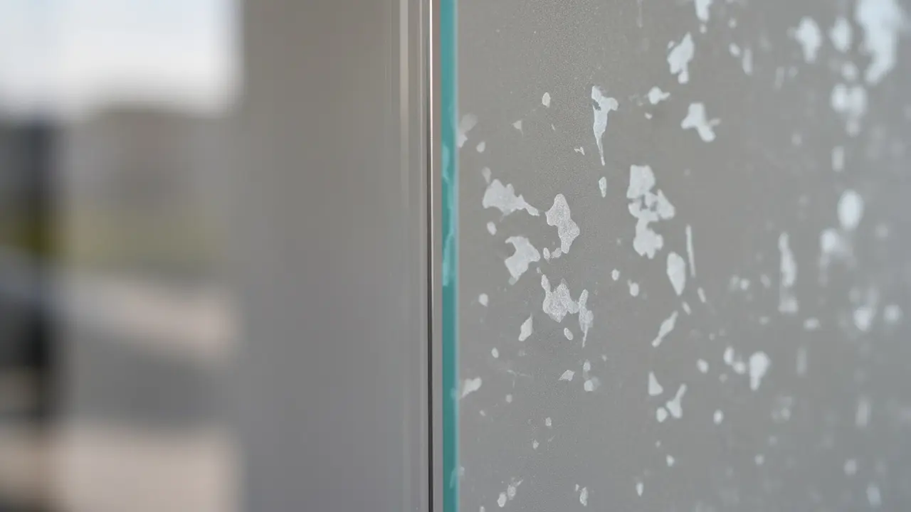 Nærbillede af klart glas ved siden af glas med mat, ætset glaspest