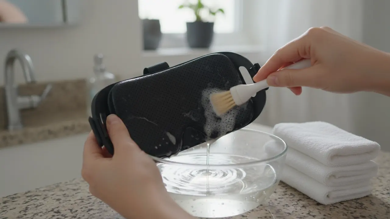 Fjernelse og vask af aftagelig ansigtspude i mild sæbe og vand