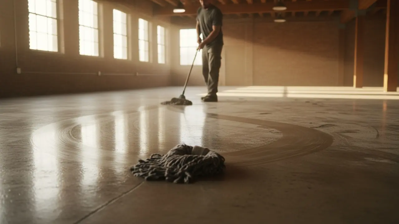 Demonstration af S-formede, overlappende rengøringsbevægelse med fladmoppe
