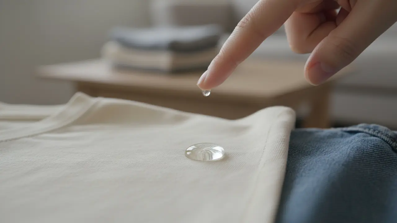 Nærbillede af frisk harpiksplet på yndlingstøj klar til hurtig behandling