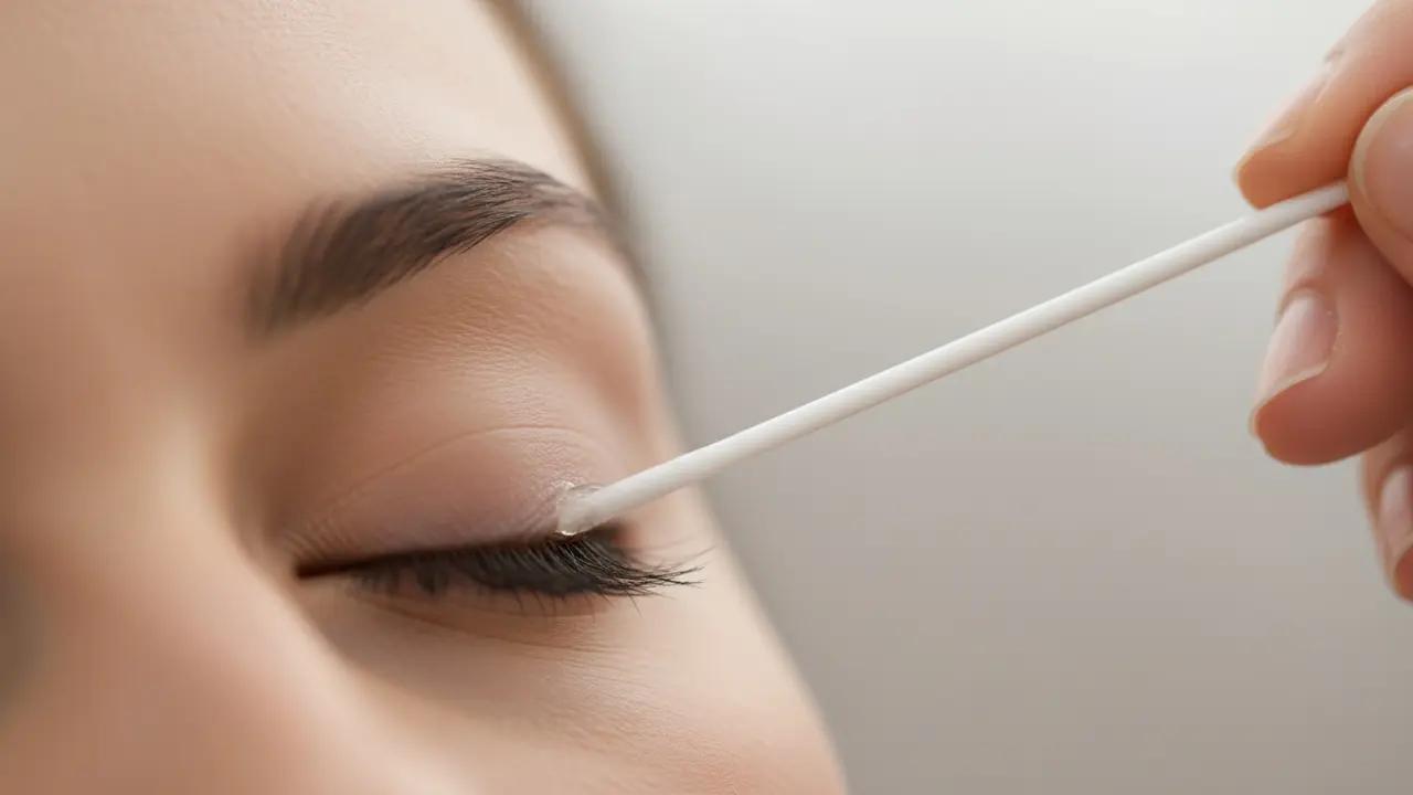 Vatpind påføres ved vippelinjen for at opløse limen før fjernelse