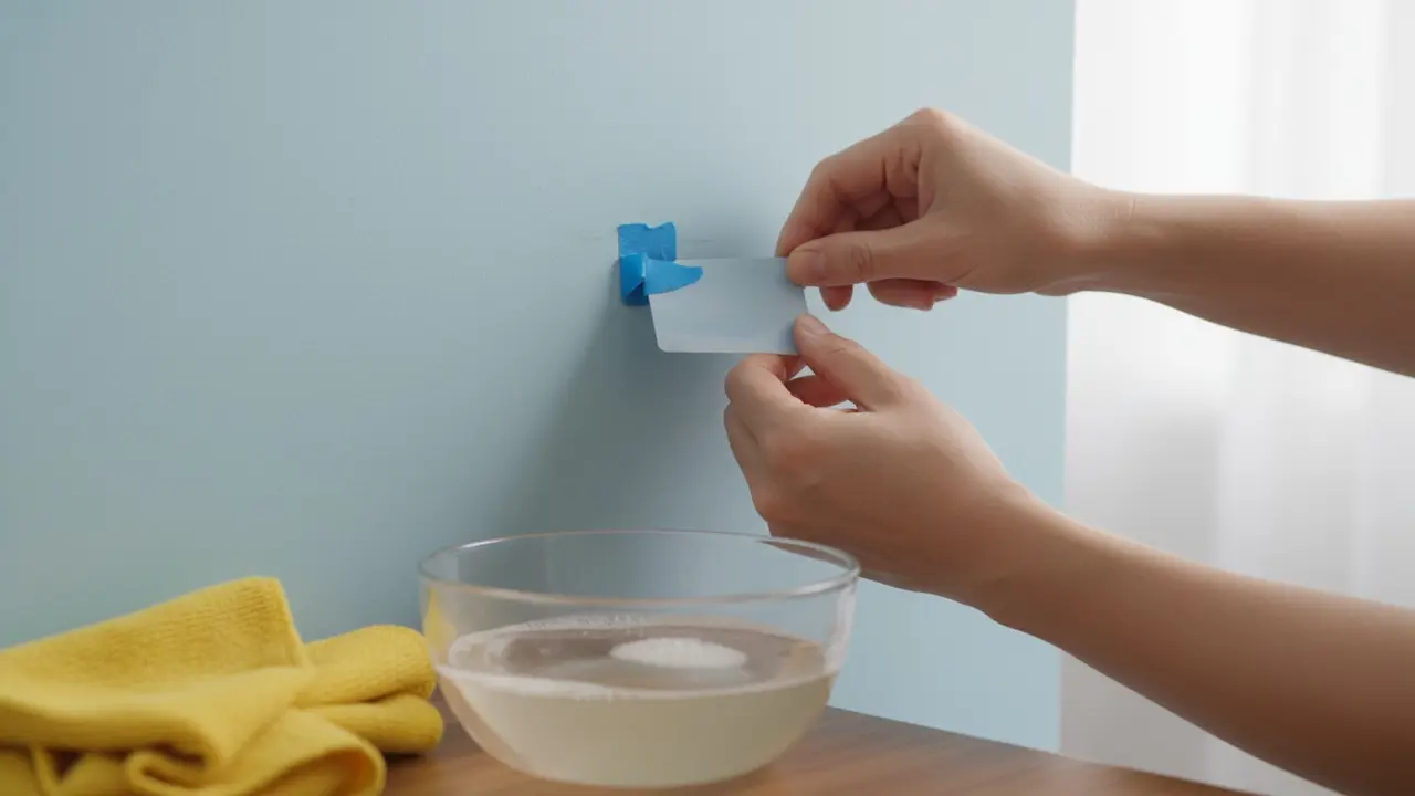 Plastikkort løfter kanten af elefantsnot, med mikrofiberklud og sæbevand ved siden af.