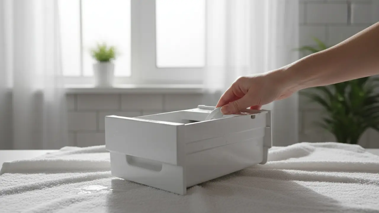 Sæbeskuffe lagt til tørring på håndklæde i et ventilationsvenligt område