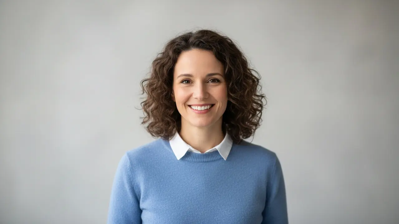 Eksempel på et klart, genkendeligt profilbillede af en smilende person.