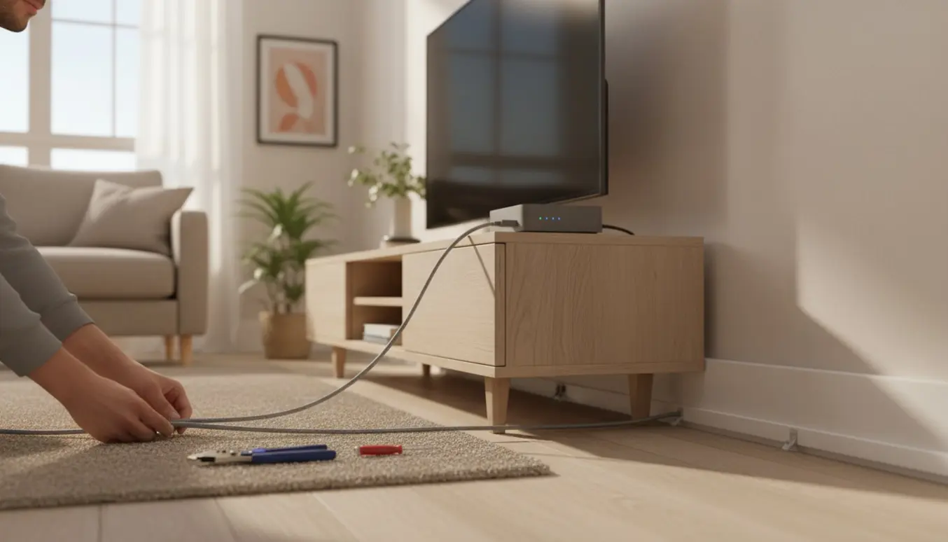 Få trukket netværkskabel fra internetboks/router til TV. Kabelkanaler ...