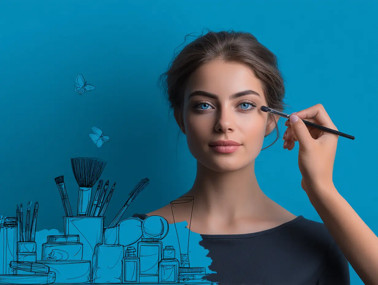 Professionel makeupartist anvender makeup på klient for en fejlfri og stilfuld finish.